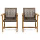 Hearth and Haven Hampton Outdoor Dining Chair in Brown (Set of 2), , large