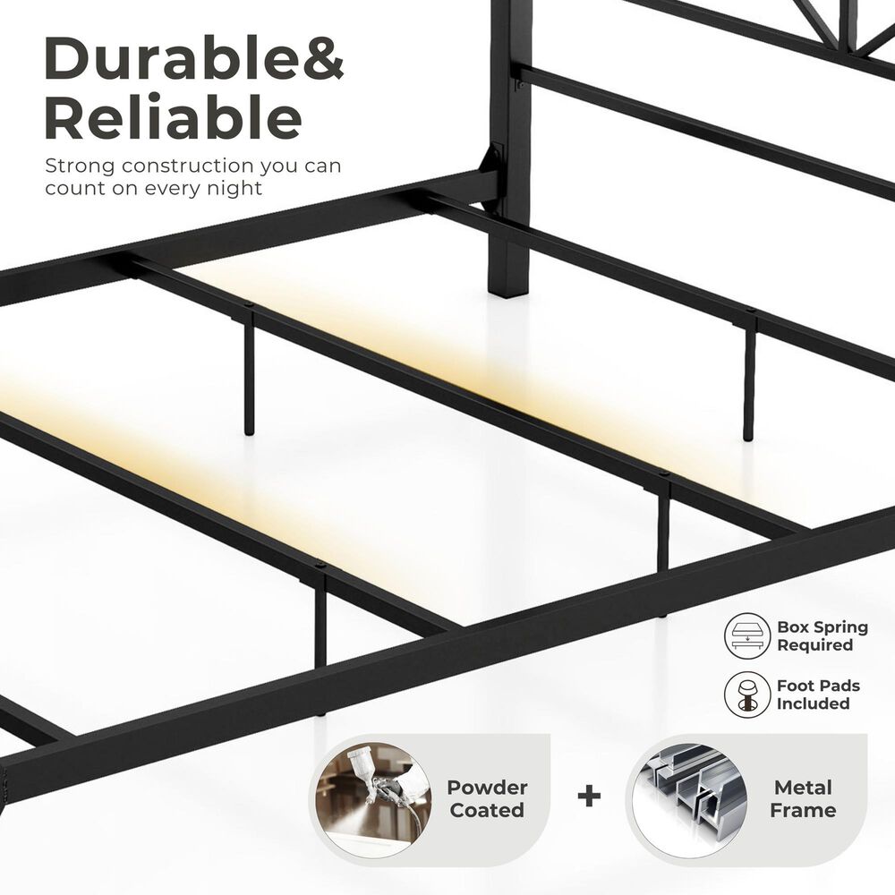 Furniture of America Rosadale Queen X-Cross Canopy Bed in Black, , large