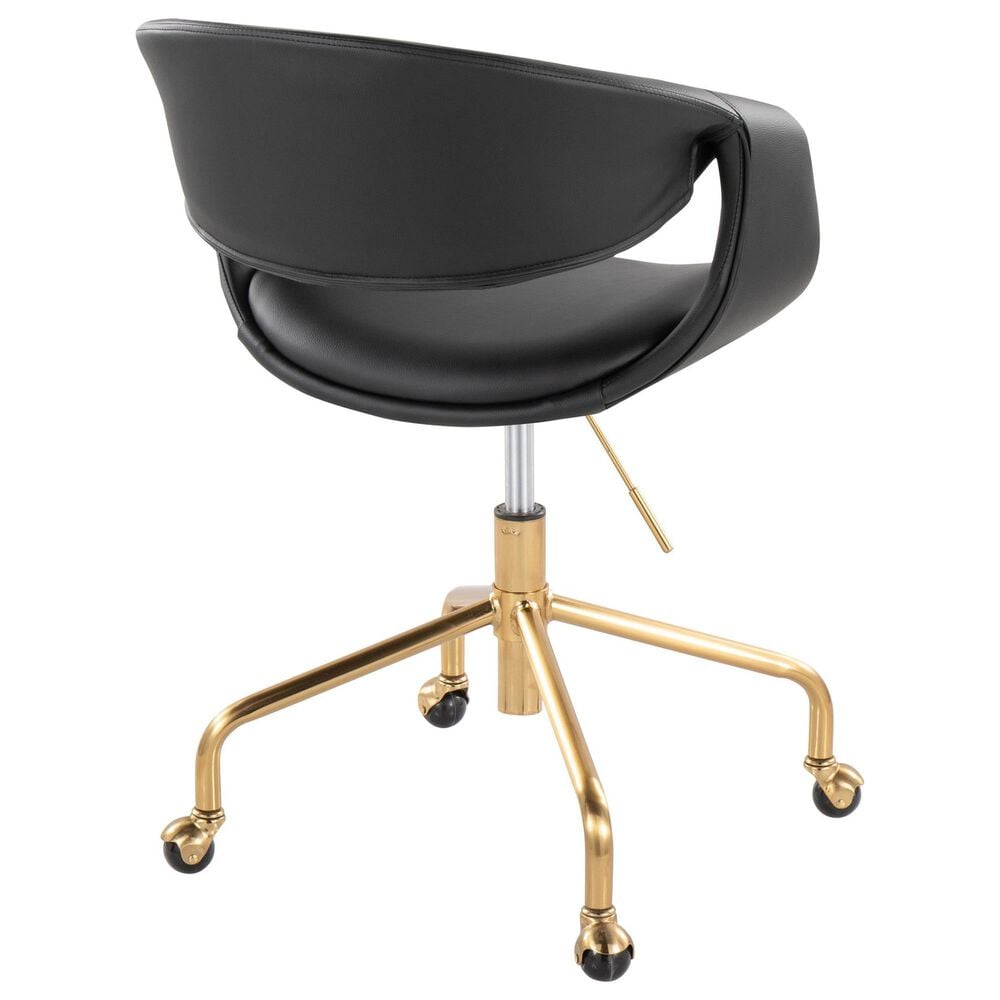 Lumisource Curvo Task Chair with Black Cushion in Gold, , large