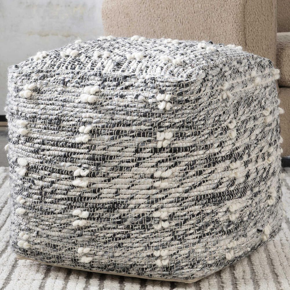 Uttermost Narol Pouf in Charcoal and White, , large