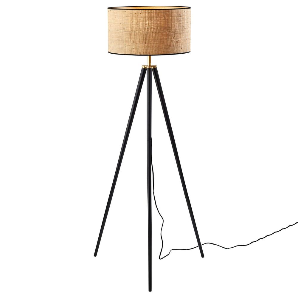 Adesso Jackson Floor Lamp in Black and Antique Brass, , large