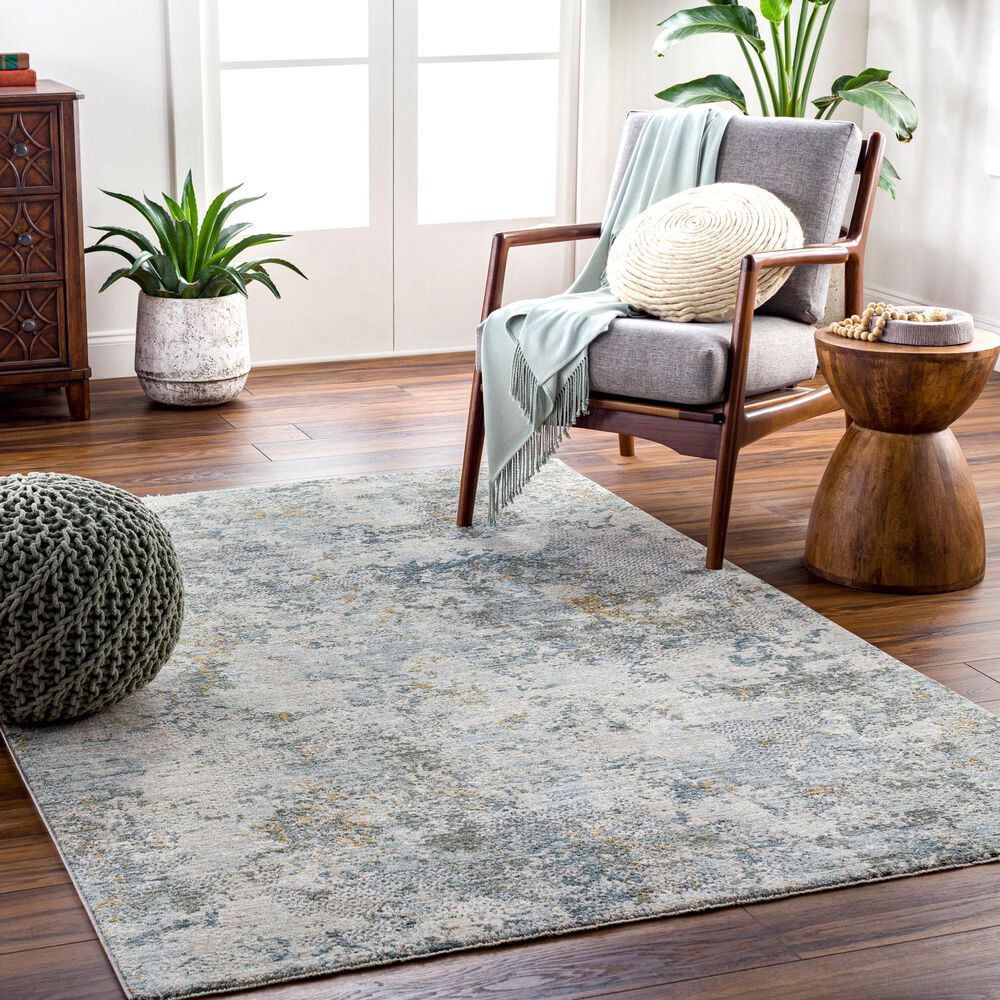 Surya Dresden Dusty Sage, Taupe, Off-White, Deep Teal, Ink Blue, Light Gray and Mustard 6'7" x 9'6" Area Rug, , large