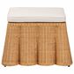 Baxton Studio Palm 27" Square Ottoman with Light Honey Rattan in White, , large