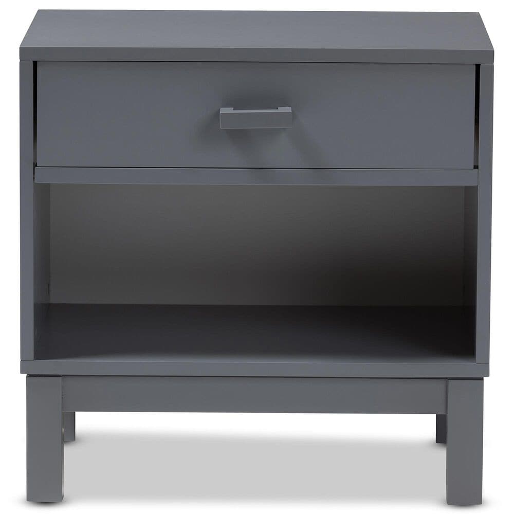Baxton Studio Deirdre 1-Drawer Nightstand in Grey, , large