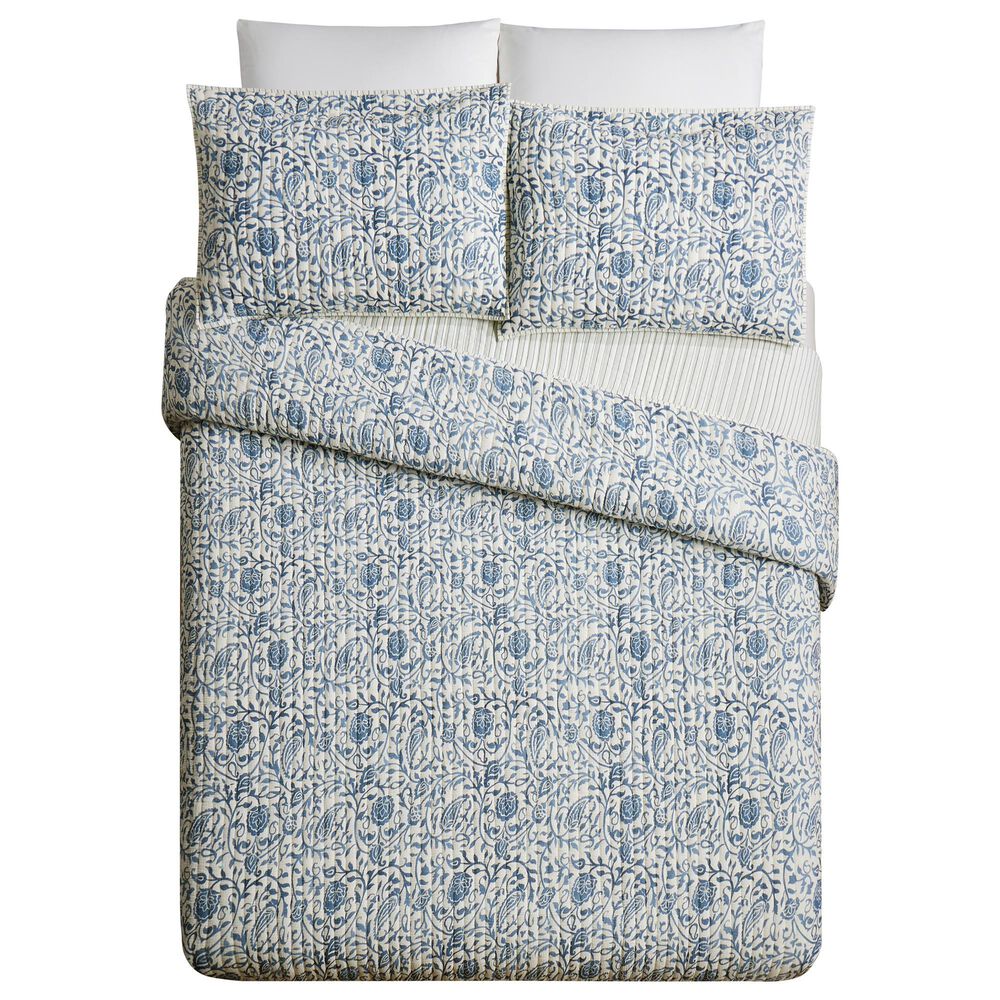 Peking Handicraft Eden Paisley 3-Piece Full/Queen Quilt Set in Blue, , large