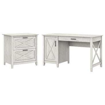 Bush Key West 2 Piece Office Desk Set in Linen White Oak, , large