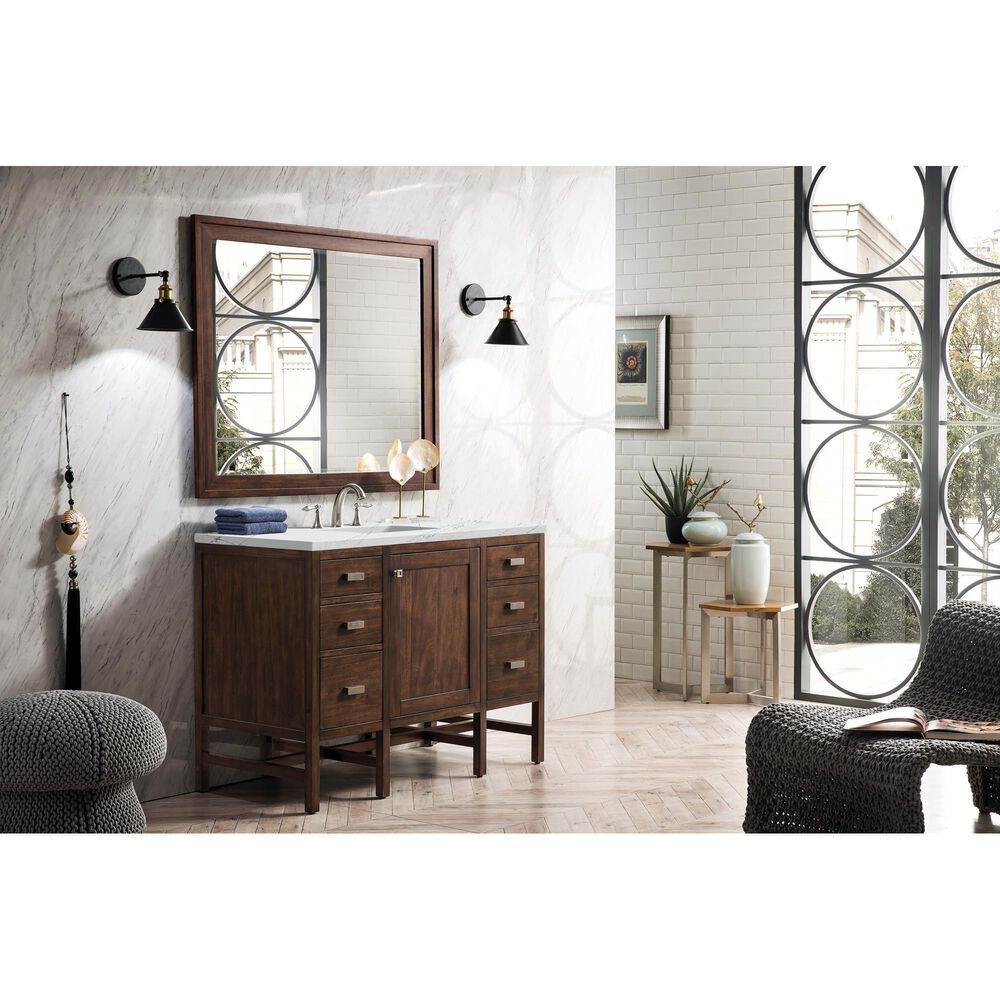 James Martin Vanities Addison 48&quot; Single Bathroom Vanity in Mid Century Acacia with 3 cm Ethereal Noctis Quartz Top and Rectangular Sink, , large