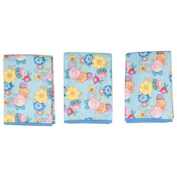 Once Again Home Wildflower Garland Reversible Mighty Mini Towel in Light Blue (Set of 3), , large