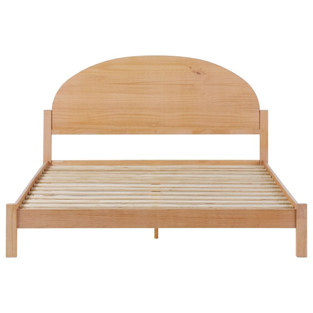 Walker Edison Elias Queen Platform Bed with Arched Headboard in Cerused White, , large
