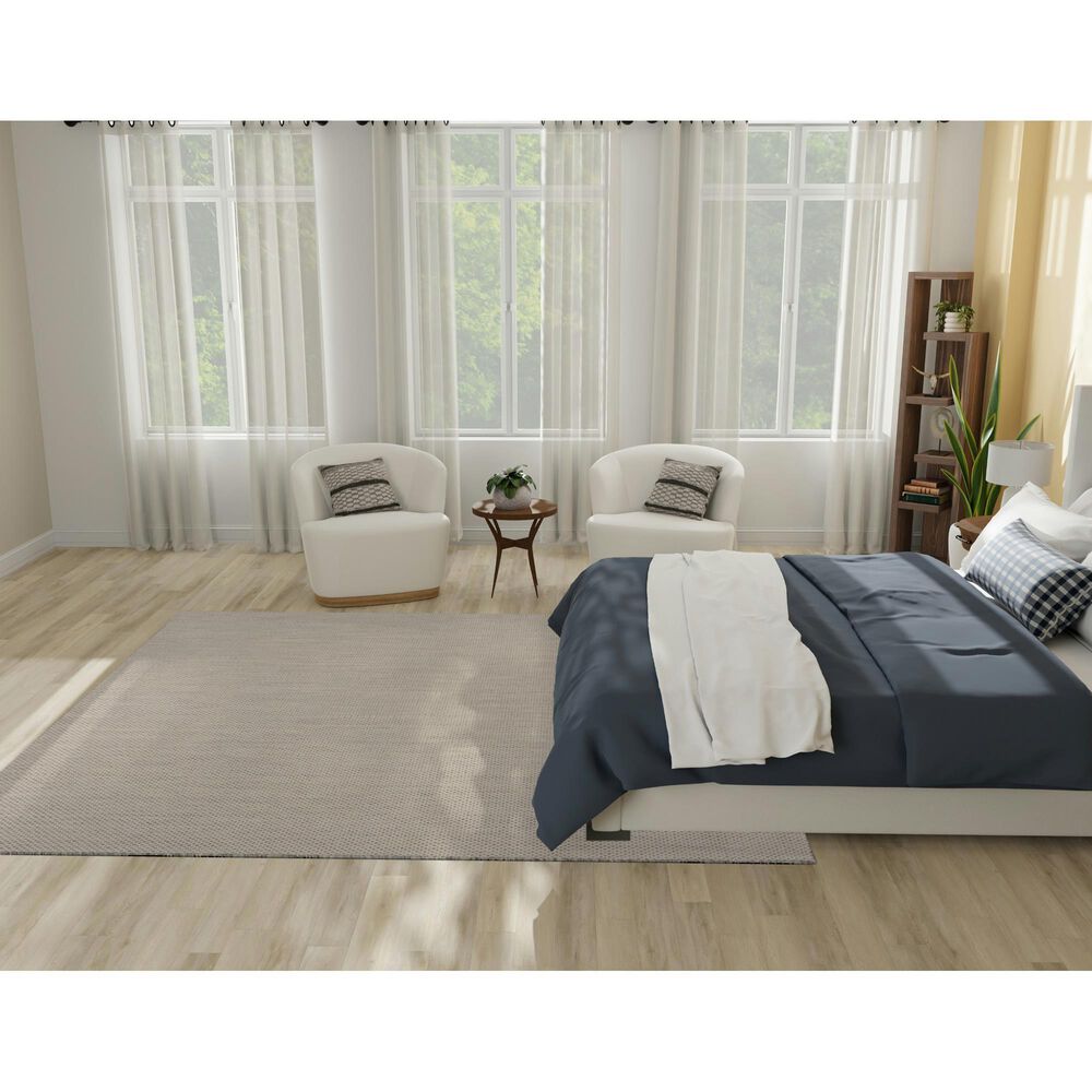 Nourison Courtyard Ivory and Silver 8&#39; Square Indoor/Outdoor Area Rug, , large
