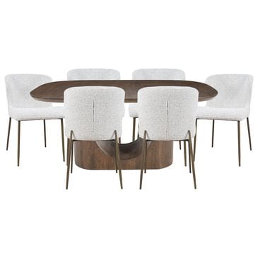 Waltham Luna and Gibson 7-Piece Rectangular Dining Set in Brown and Antique Brass, , large