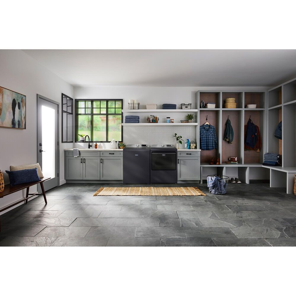 Maytag 5.2 Cu. Ft. Smart Top Load Washer and 7.4 Cu. Ft. Smart Gas Top Load Dryer Laundry Pair in Midnight Steel, , large