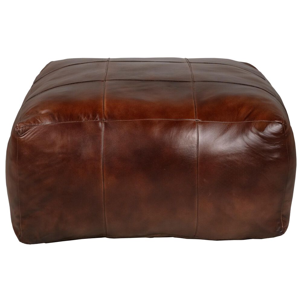 Forma &amp; Co Wellington Leather Pouf in Brown, , large