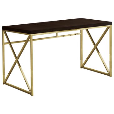 Monarch Specialties 48" Computer Desk in Expresso and Gold, , large