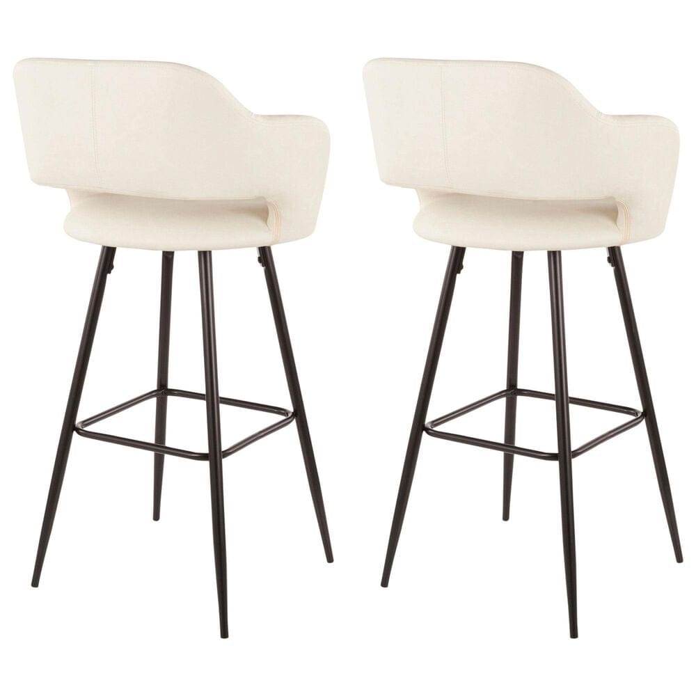 Lumisource Margarite Barstool with Cream Cushion in Black &#40;Set of 2&#41;, , large