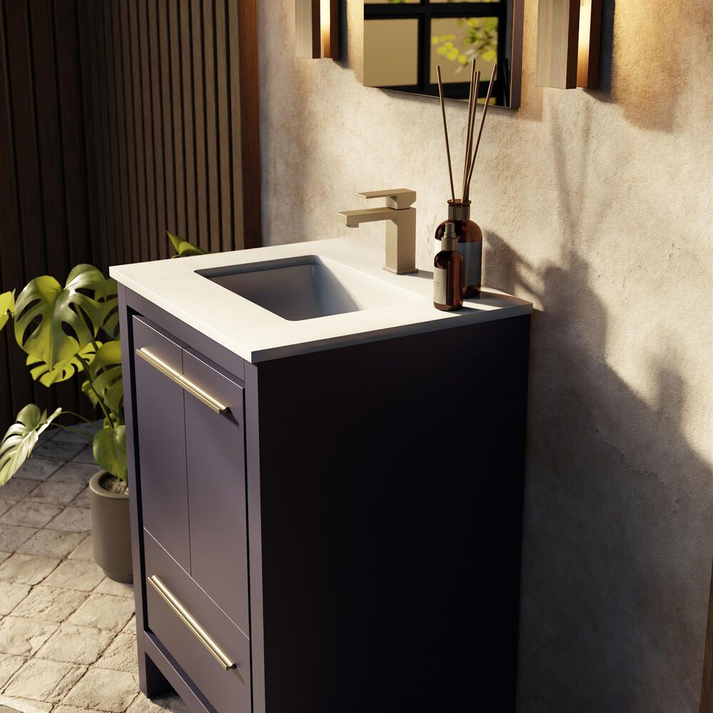 Lexora Home Lafarre 24&quot; Single Bathroom Vanity in Navy Blue with 2 cm White Quartz Top and Rectangular Sink, , large