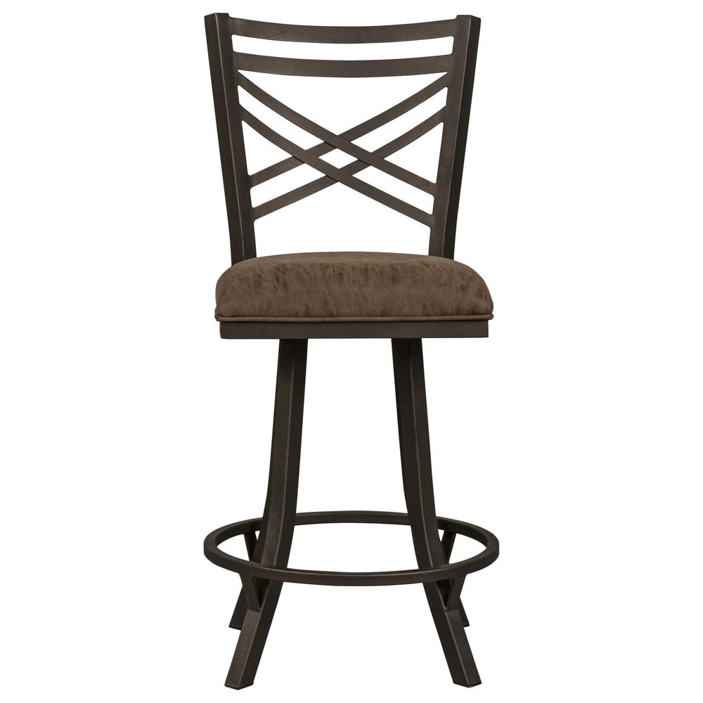 Callee Inc Rachel 26 Inch Counter Stool in Sunbronze Finish and Brown Faux Leather, , large