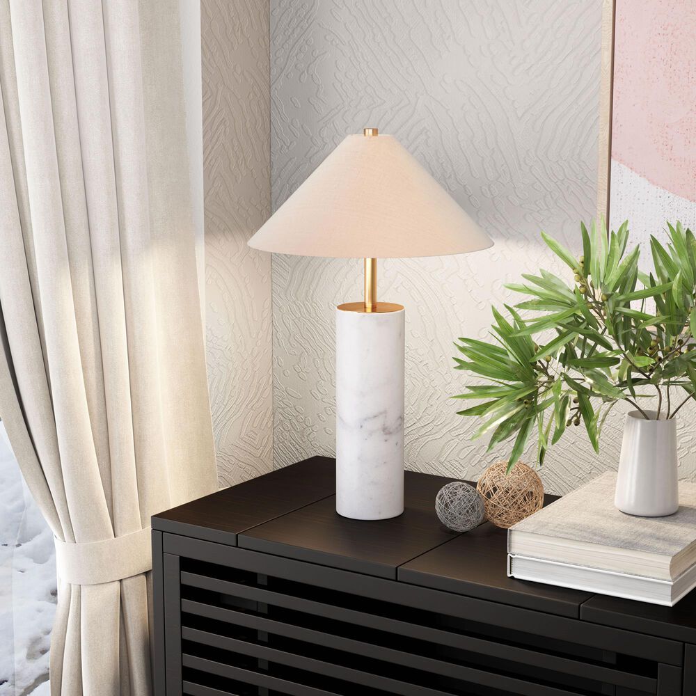 Zuo Modern Ciara Table Lamp in White Marble and Brass, , large
