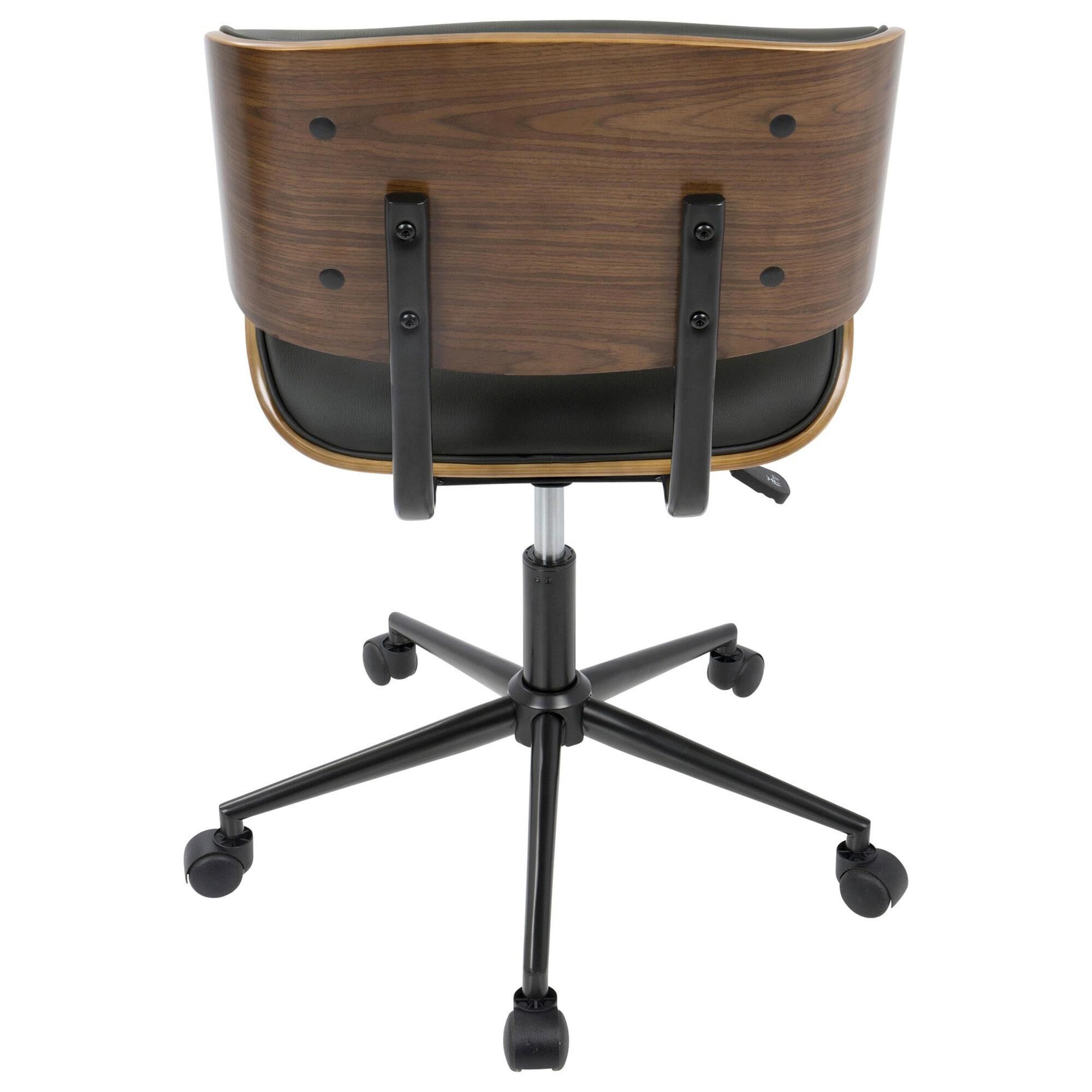 Lumisource Lombardi Desk Chair with Black Cushion in Walnut and Black