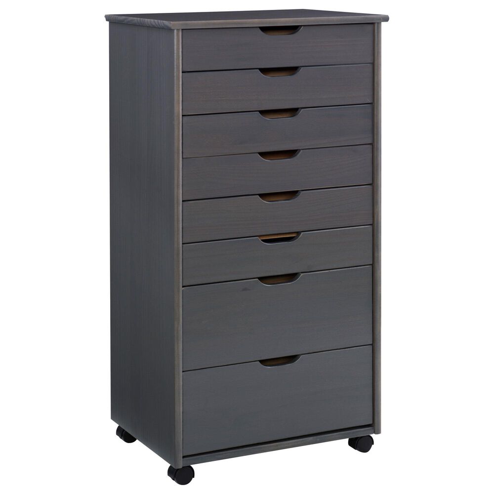 Linon Home Decor Cary 8-Drawer Rolling Cart in Grey, , large