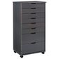 Linon Home Decor Cary 8-Drawer Rolling Cart in Grey, , large