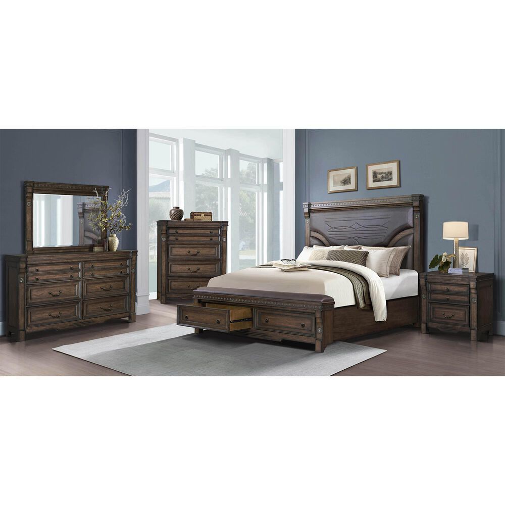 Sasha Lee Grand Teton 5 Piece Queen Bedroom Set in Warm Brown Oak, , large
