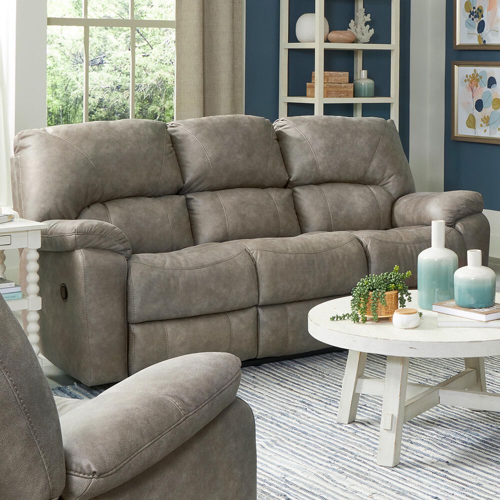 HomeStretch Sapphire Manual Reclining Rocking Sofa with Scoop Seat in Canyon Fog, , large