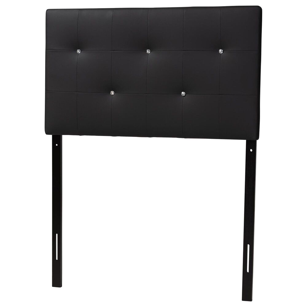 Baxton Studio Kirchem Twin Upholstered Headboard in Black, , large