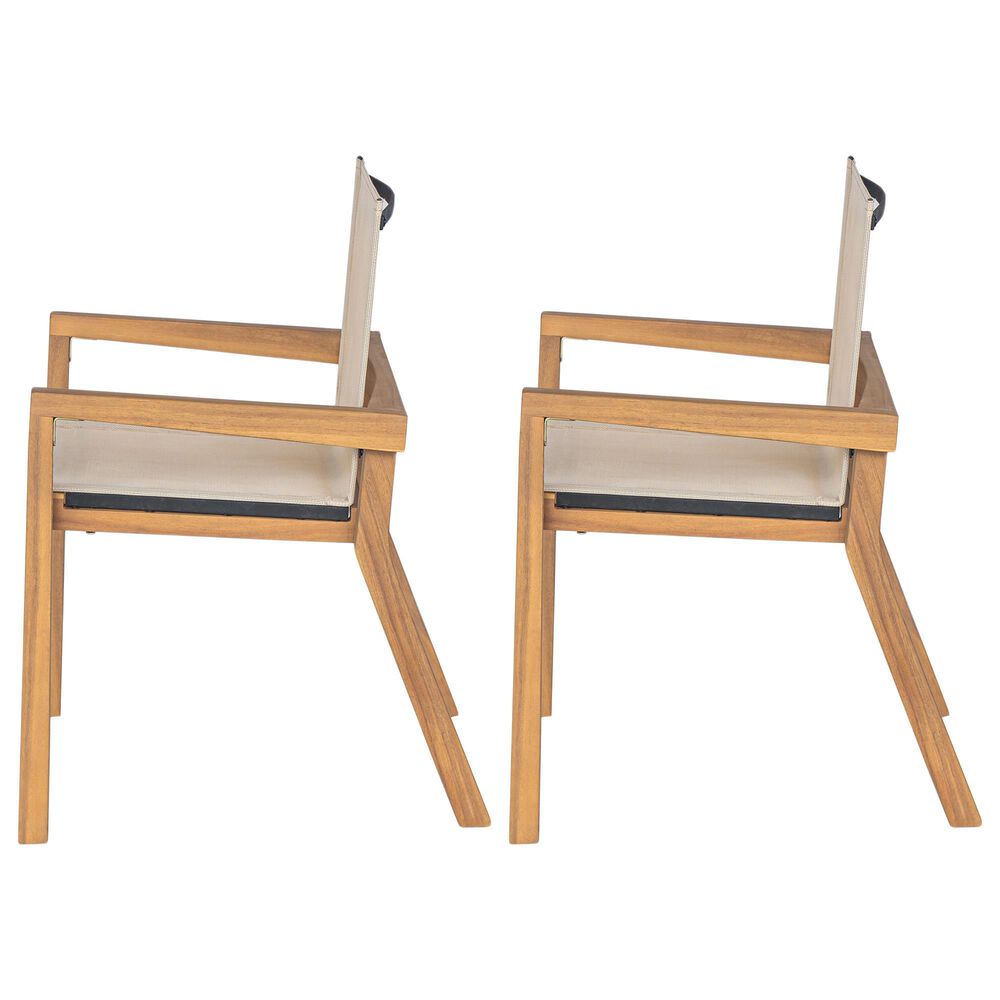 Hearth and Haven Belfast Patio Dining Chair with Beige Mesh Sling in Teak &#40;Set of 2&#41;, , large