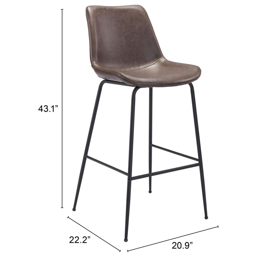 Zuo Modern Byron Barstool in Brown, , large