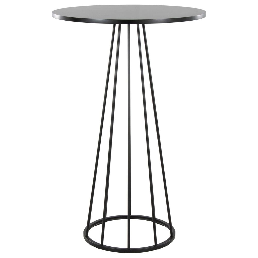LumiSource Canary Contemporary Bar Table in Black Metal and Black Wood, , large