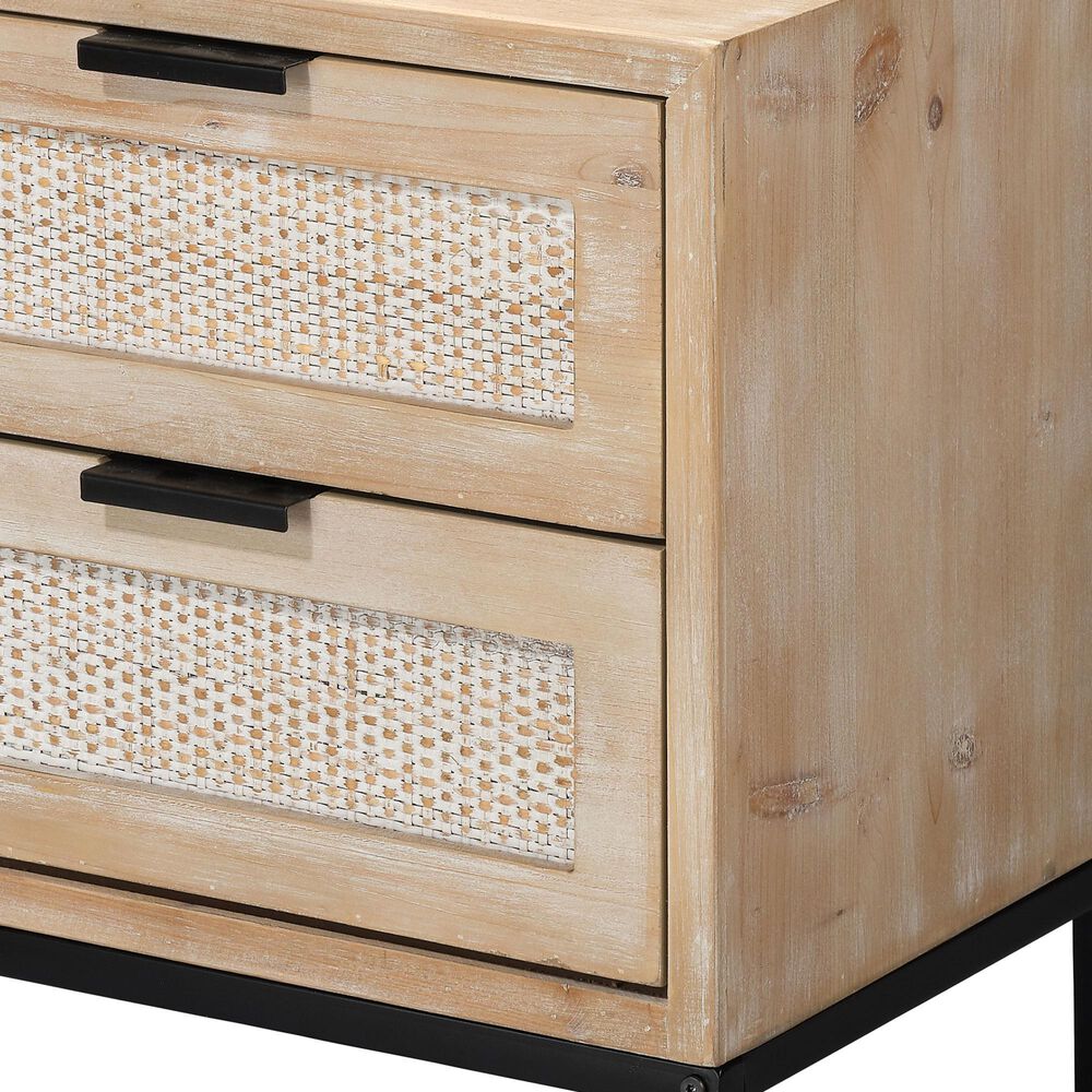 Splendor Living Norwell 2-Drawer Side Table in Natural and Black, , large