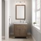 James Martin Vanities Chicago 30" Single Bathroom Vanity in Whitewashed Walnut with Single Hole 3 cm White Zeus Quartz Top and Rectangular Sink, , large