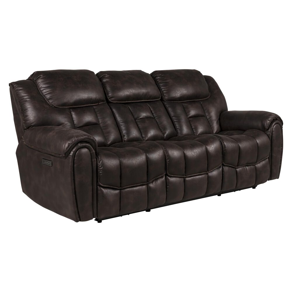 Oxford Furniture Cheers Power Reclining Sofa with Power Headrest in Cowboy Dark Brown, , large