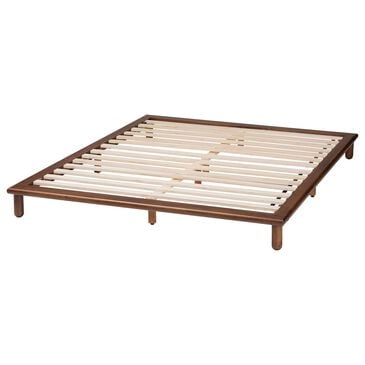 Baxton Studio Alivia King Platform Bed Frame in Walnut Brown, , large