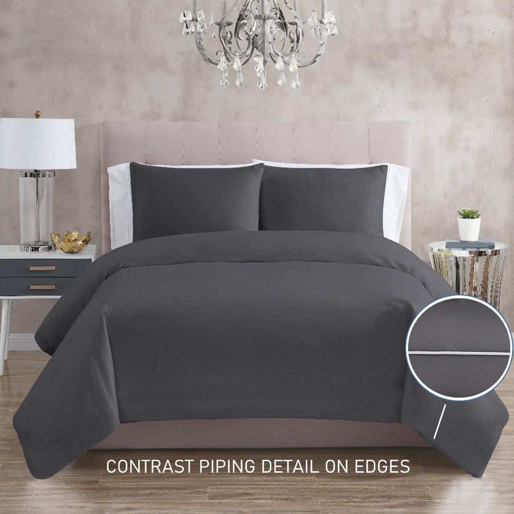 Pem America Christian Siriano New York 2-Piece Twin Duvet Set in Dark Grey, , large