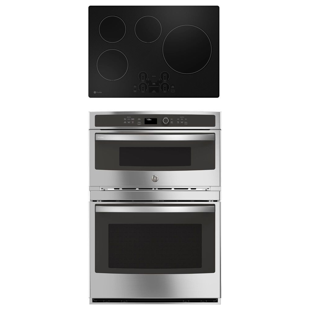 GE Profile 2-Piece Kitchen Package with Stainless Steel 30" Built-In Combination Wall Oven and Black Induction Cooktop, , large