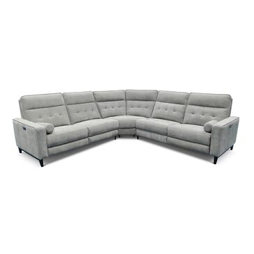Interlochen 5-Piece Power Reclining L-Shaped Sectional with Power Headrest in Elite Pewter, , large