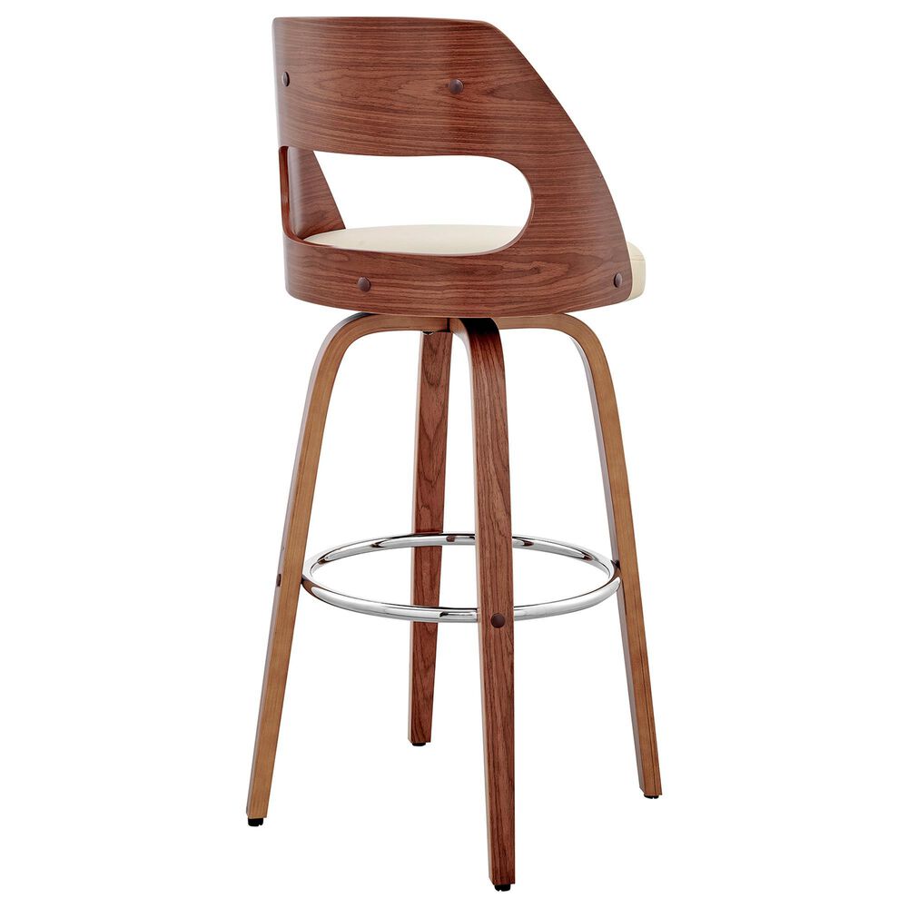 Armen Living Julius 30&quot; Swivel Barstool in Cream and Walnut, , large