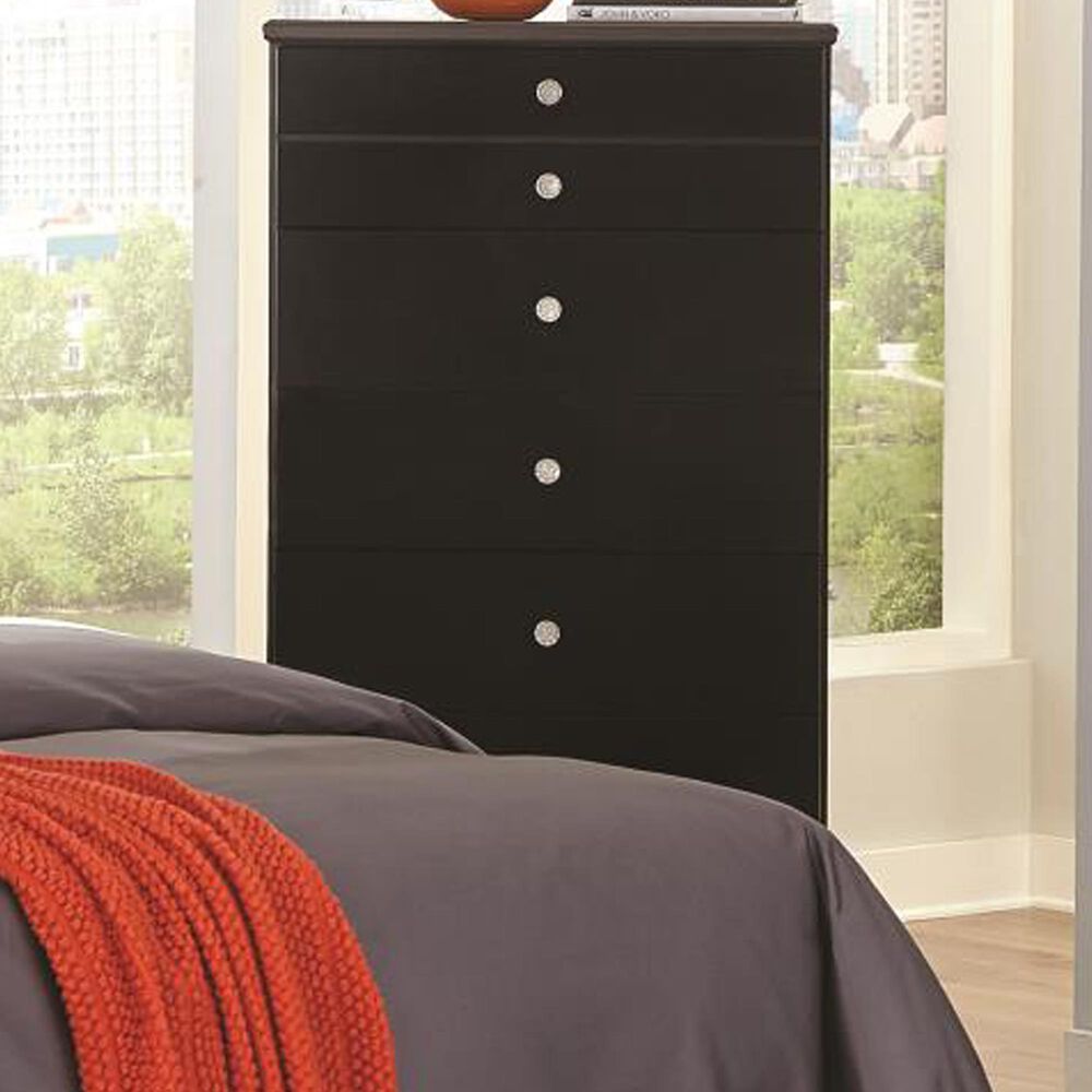Seven Stars Kaylynn 5-Drawer Chest in Travertine and Black, , large