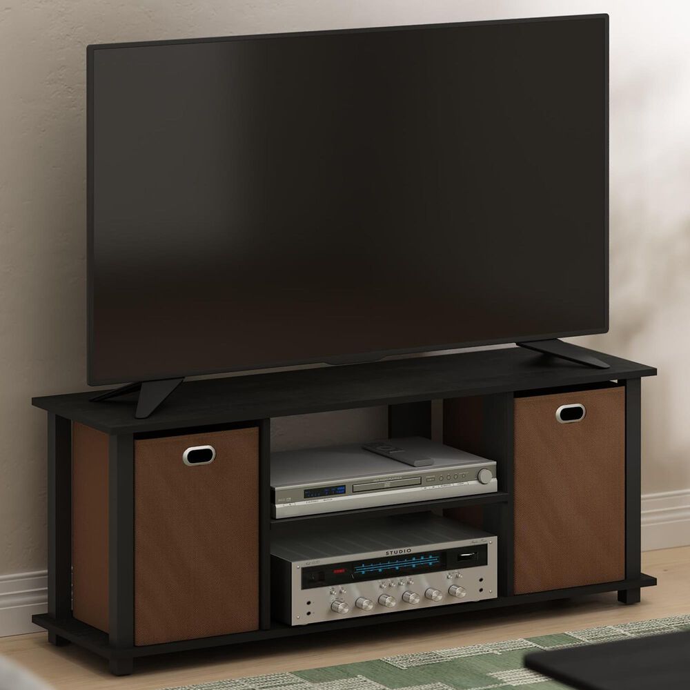 HOMLUX 41.7" Entertainment Center TV Stand with Storage Bins in Americano and Black, , large