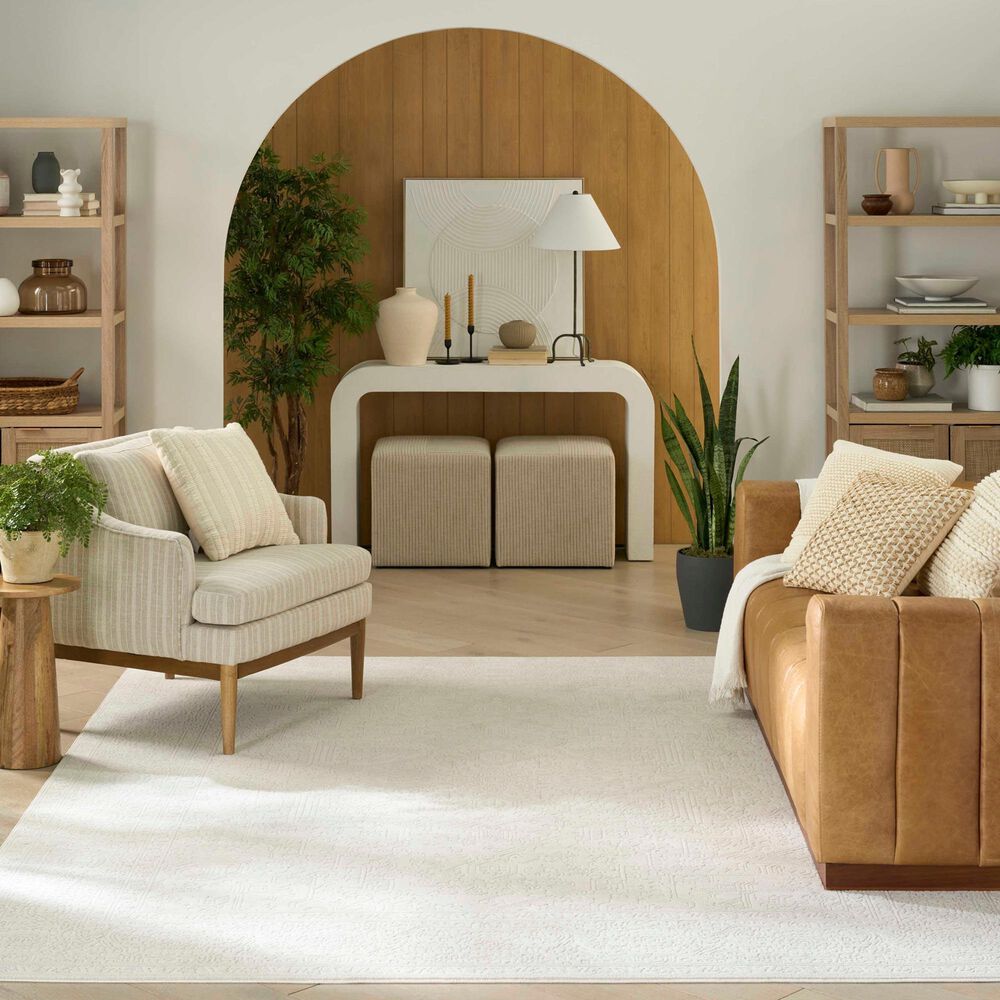 Nourison Grace Ivory and Light Grey 5'3" x 7'3" Area Rug, , large