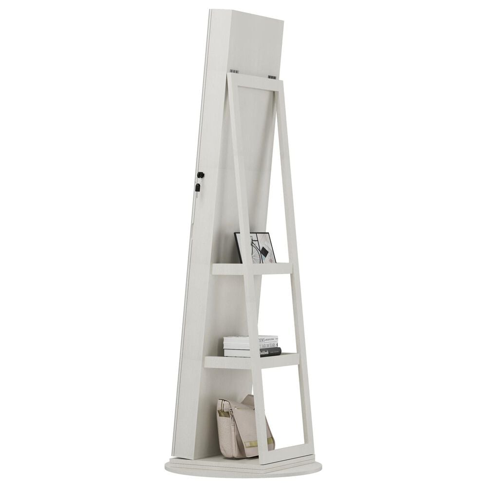GigaCloud Swivel Jewelry Cabinet with Full Length Mirror and Locking Mechanism in White, , large
