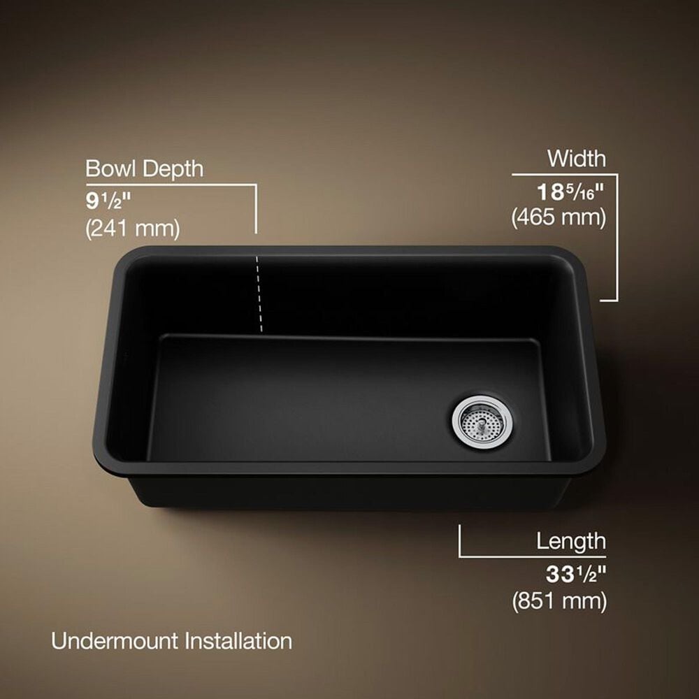 Kohler Cairn 33.5&quot; Single Bowl Sink in Matte Black, , large