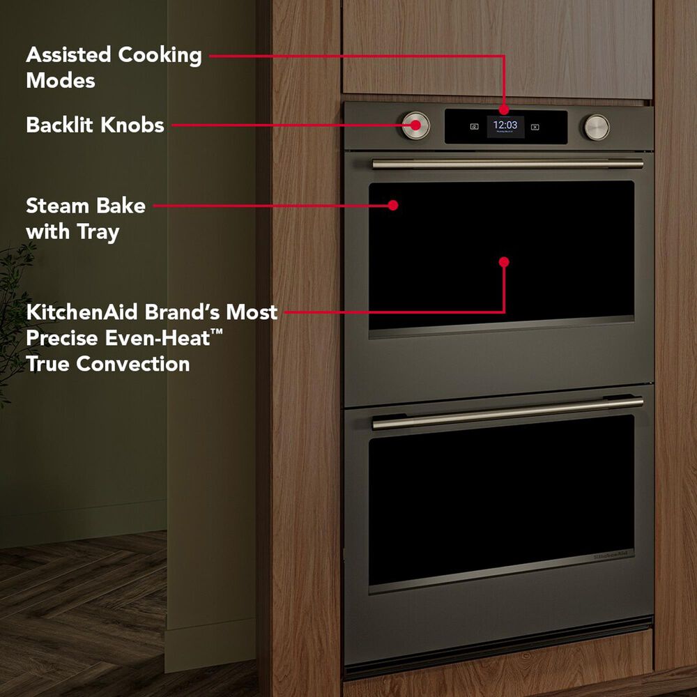 KitchenAid 2-Piece Kitchen Package with Black Ore 30" Smart Double Wall Oven and Stainless Steel 36" Gas Cooktop, , large