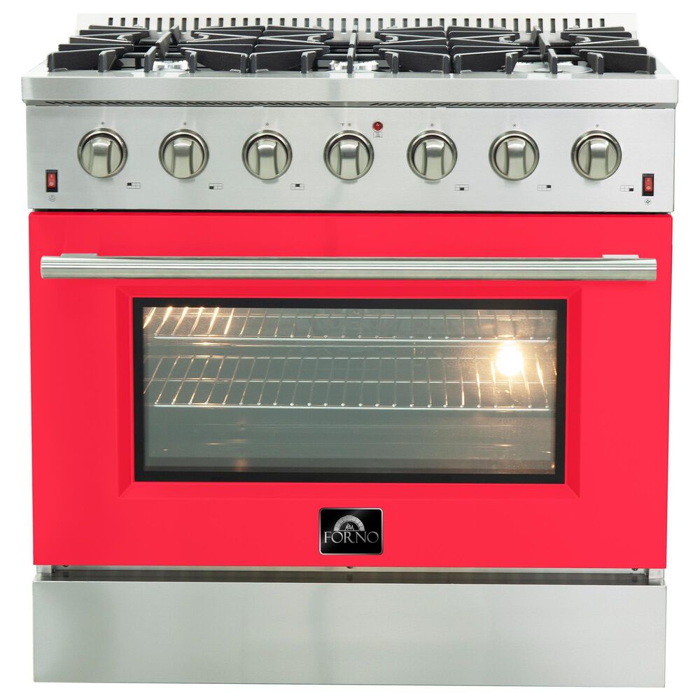 Forno Galiano 36" Freestanding Gas Range in Red and Stainless Steel, , large
