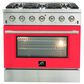 Forno Galiano 36" Freestanding Gas Range in Red and Stainless Steel, , large