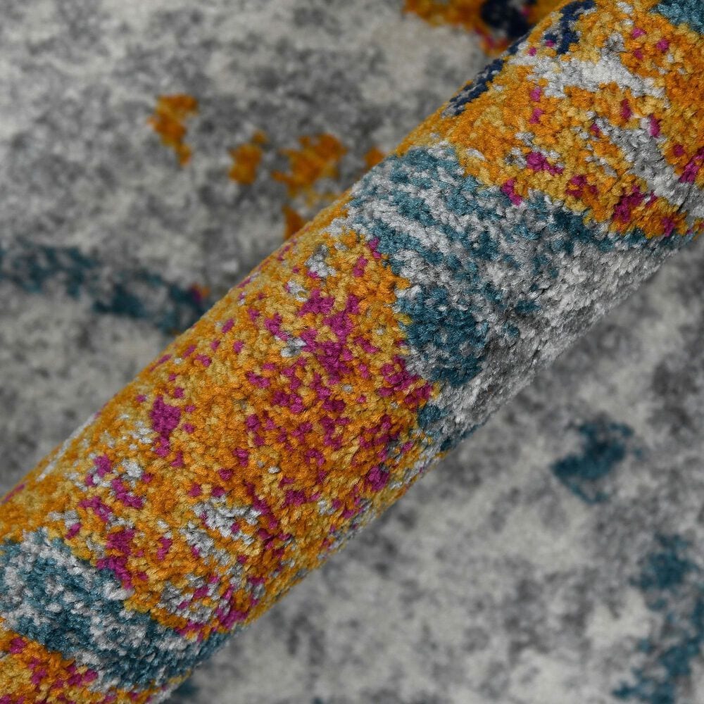 Amer Rugs Montana 7&#39;6&quot; Round Orange and Blue Area Rug, , large