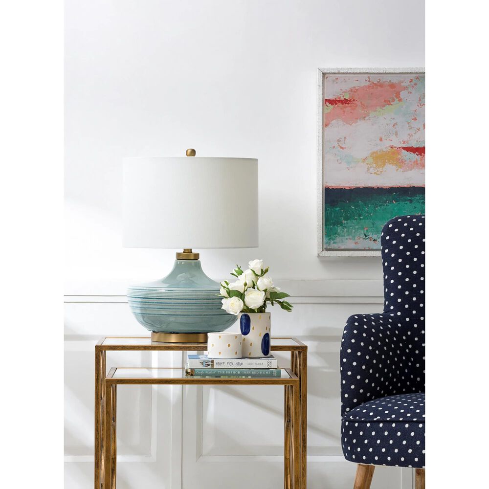 Teak Interiors Shoreline Ceramic Table Lamp in Aqua and Gold, , large