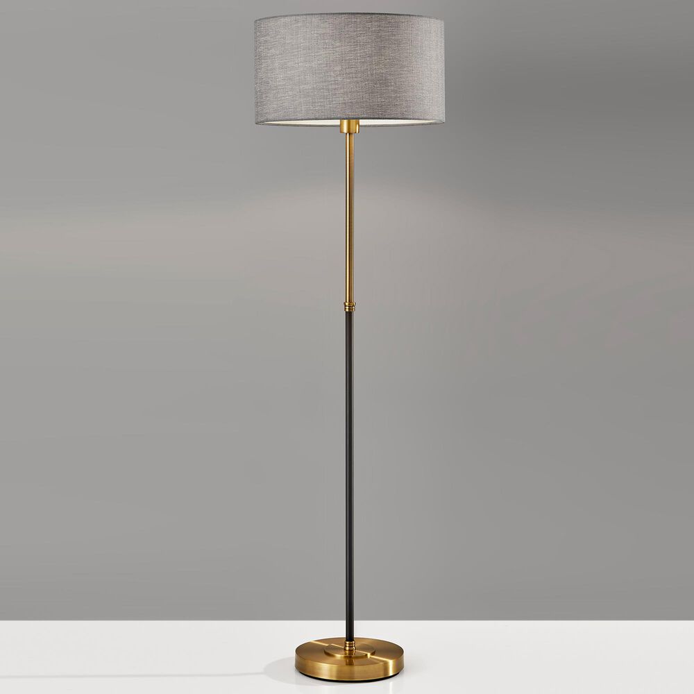 Adesso Bergen Floor Lamp in Black and Antique Brass, , large